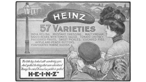 A 1902 advertisement for Heinz with the "57 varieties" slogan.