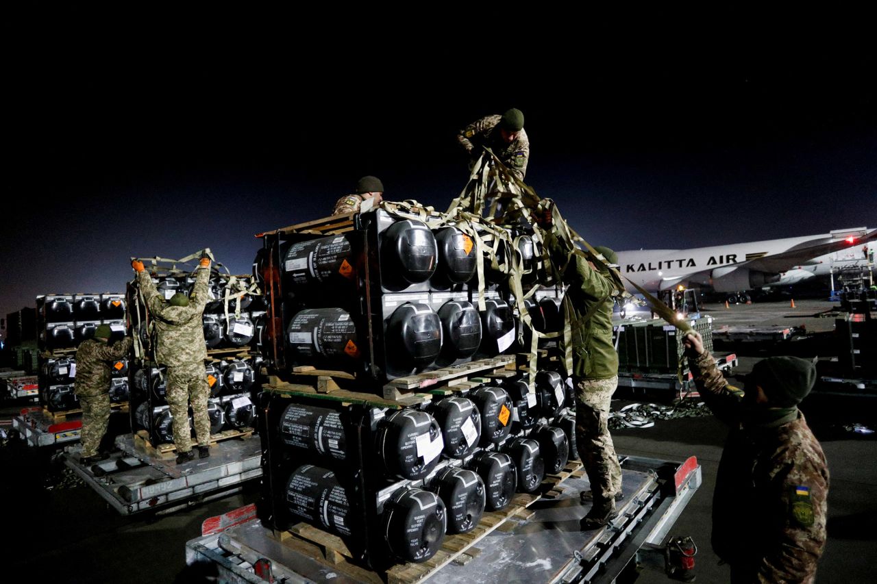 Ukrainian service members unpack Javelin anti-tank missiles that were delivered to Kyiv on February 10 as part of a US military support package for Ukraine.  Zelensky says Russia waging war so Putin can stay in power &#8216;until the end of his life&#8217; w 1280