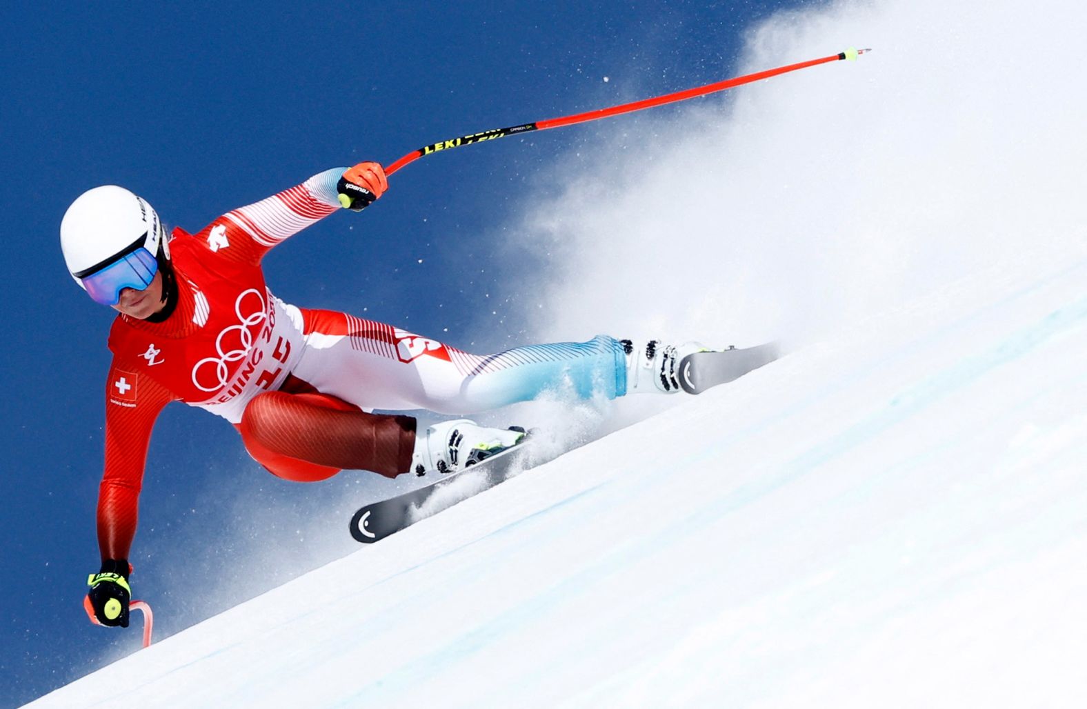 Switzerland's Corinne Suter skis in the downhill event on February 15. <a href="index.php?page=&url=https%3A%2F%2Fwww.cnn.com%2Fworld%2Flive-news%2Fbeijing-winter-olympics-02-15-22-spt%2Fh_97e4598e4ff8a9f1b36d9cac13f21737" target="_blank">She won the gold.</a>