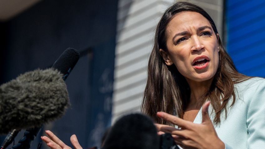 SAN ANTONIO, TEXAS - FEBRUARY 12: U.S. Rep. Alexandria Ocasio-Cortez (D-NY) speaks during a news conference at the 'Get Out the Vote' rally on February 12, 2022 in San Antonio, Texas. U.S. Rep. Alexandria Ocasio-Cortez (D-NY) alongside candidates Jessica Cisneros and Greg Casar gathered and rallied with supporters ahead of the Democratic March primaries. (Photo by Brandon Bell/Getty Images)