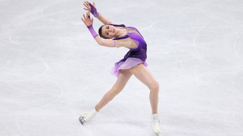 Kamila Valieva of Team ROC skates during the Women Single Skating Short Program on day eleven of the Beijing 2022 Winter Olympic Games at Capital Indoor Stadium on February 15, 2022, in Beijing, China. 