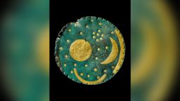 •	Nebra Sky Disc, Germany, about 1600 BC. Photo courtesy of the State Office for Heritage Management and Archaeology Saxony-Anhalt, Juraj Lipták
Rights to reproduce the above image(s) are hereby granted for the use once only for the specific purpose (promotion, criticism or review of the exhibition "The world of Stonehenge" in ... [mention magazine, journal, newspaper, website etc.]). No other usage is permitted.
Any further use or reprint of the image must be applied for again separately in written form.
Please do not store the electronic data further than the named use and do not pass it on to any third party.
Credit must be given to the "Landesamt für Denkmalpflege und Archäologie Sachsen-Anhalt, Juraj Lipták" ("State Office for Heritage Management and Archaeology Saxony-Anhalt, Juraj Lipták"). The official abbreviation is "LDA Sachsen-Anhalt, Juraj Lipták".
