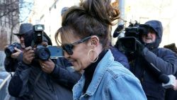 Former Alaska Governor Sarah Palin arrives at a federal court in Manhattan on February 15, 2022 in New York.