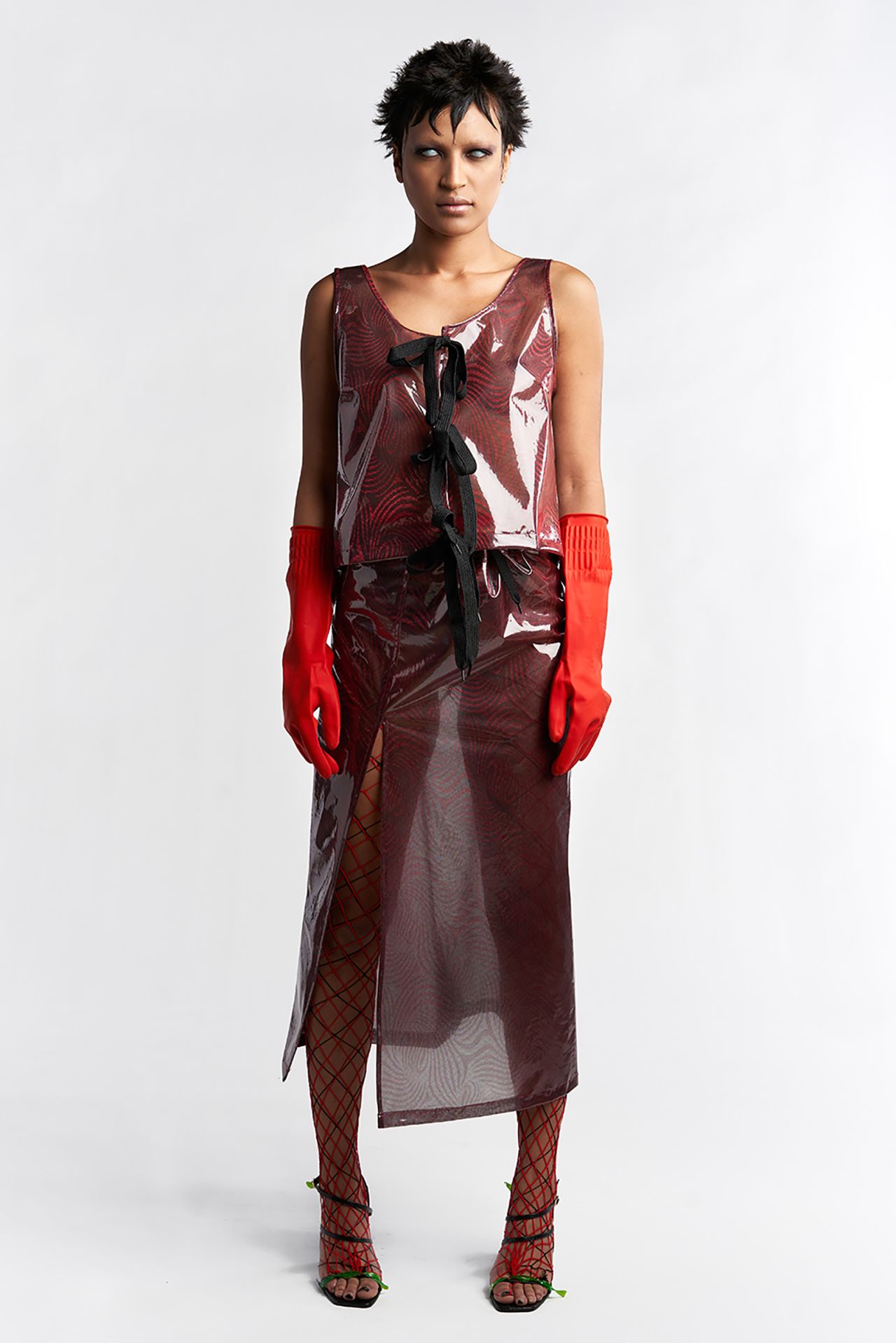 The label is known for chic cyber-inspired partywear.