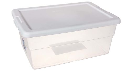 Sterilite 16 Quart Clear Basic Storage Box with White Lid