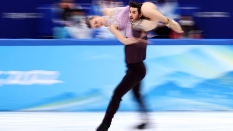 Madison Hubbell and Zachary Donohue of Team USA skate on day 10 of the Beijing 2022 Winter Olympic Games on February 14, 2022.
