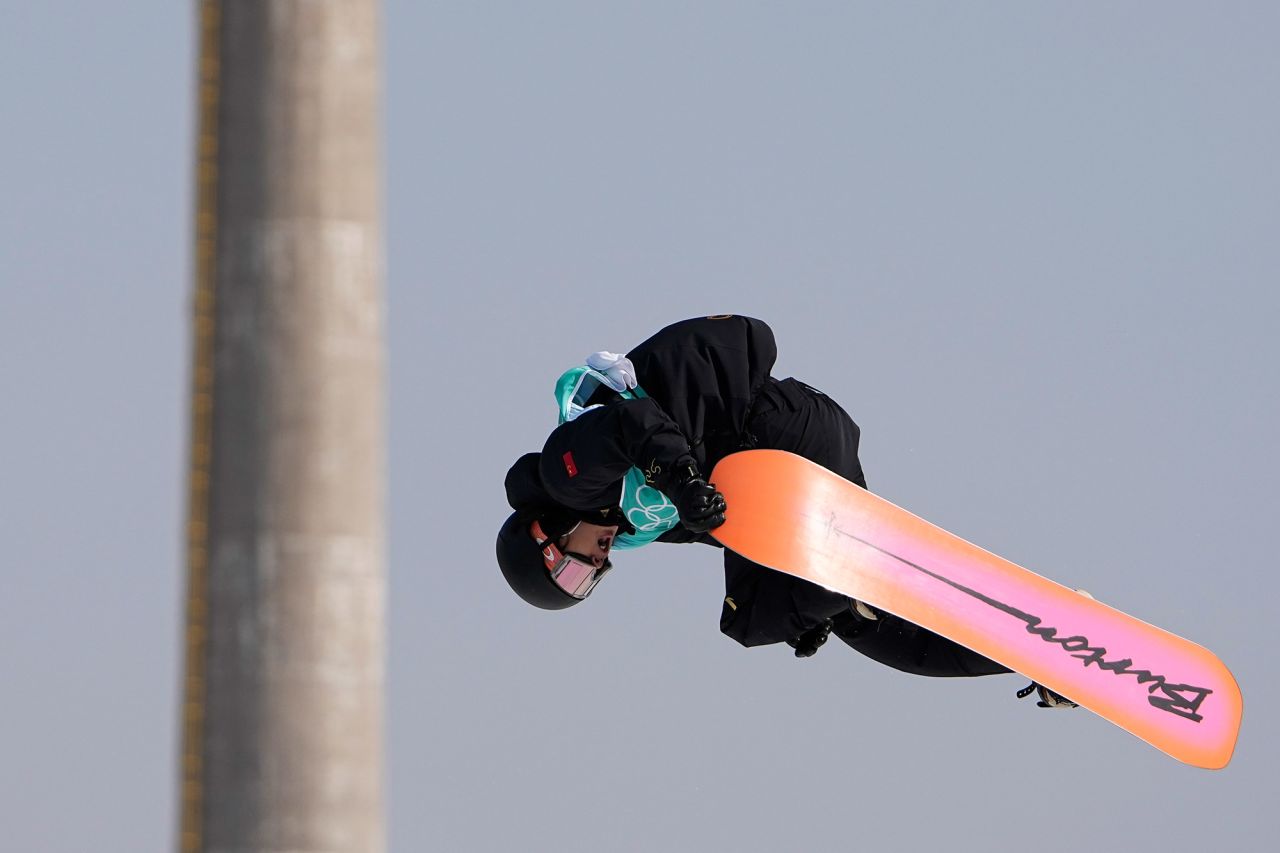 Chinese snowboarder Su Yiming performs a trick on his way to <a href="https://www.cnn.com/world/live-news/beijing-winter-olympics-02-15-22-spt/h_2c39a9a7b678e476392e6986e5811b26" target="_blank">winning gold in the big air event</a> on February 15. Su won a silver in the slopestyle earlier in these Games.