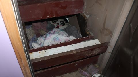 The enclosure where Paislee Shultis and her mother were hidden is seen in this photo from police, taken at their home in Saugerties, New York, on Monday, February 14, 2022.
