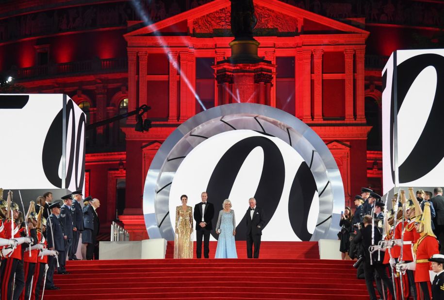 Charles and Camilla join Prince William and Duchess Catherine for the London premiere of the new James Bond movie "No Time to Die" in September 2021.