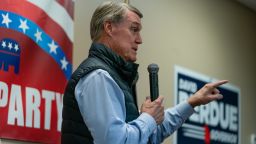 Former U.S. senator and Republican gubernatorial candidate David Perdue speaks at a campaign event on February 1, 2022 in Dalton, Georgia.