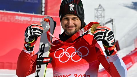 Johannes Strolz with his silver and gold medal.