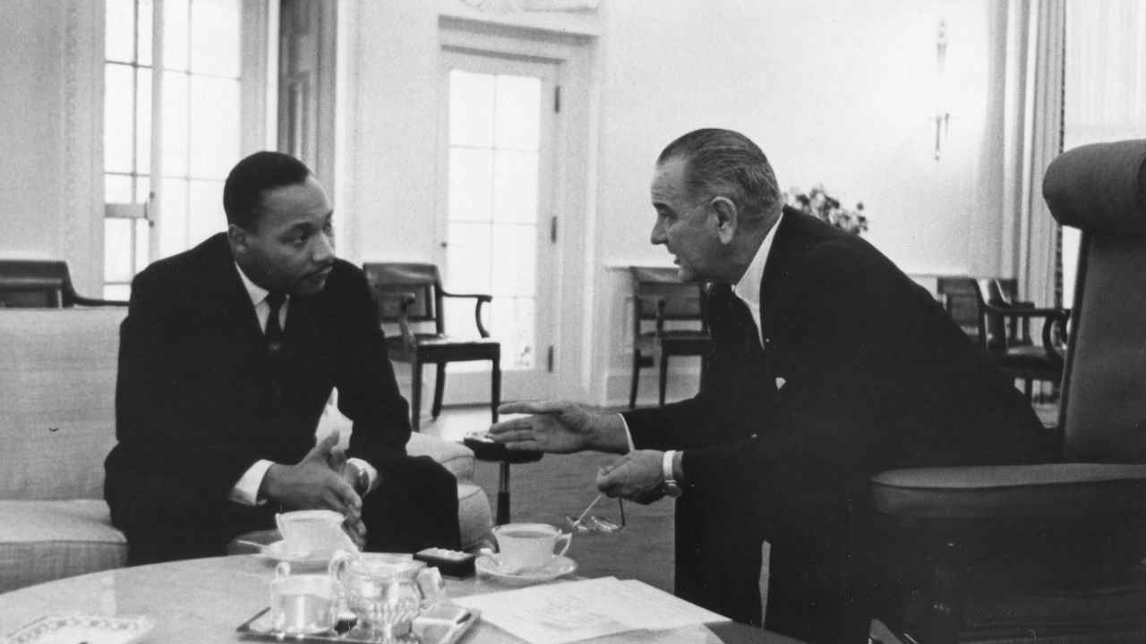 President Johnson with Martin Luther King Jr. at the White House in 1963. 