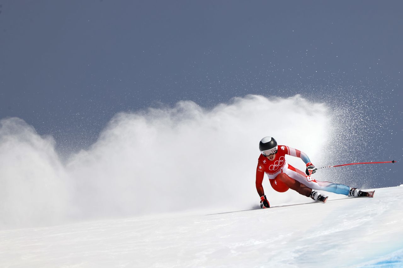 Swiss skier Michelle Gisin competes in the downhill portion of the combined event, <a href="https://www.cnn.com/world/live-news/beijing-winter-olympics-02-17-22-spt/h_7aef567855037502ceb1dd99d6ef8809" target="_blank">which she won for the second straight Olympics.</a> Gisin was 12th after the downhill but dominated in the slalom to move into first.