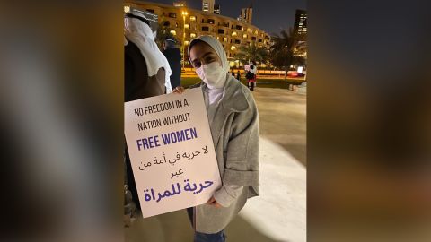Women protest outside Kuwait's Parliament on February 7th.
