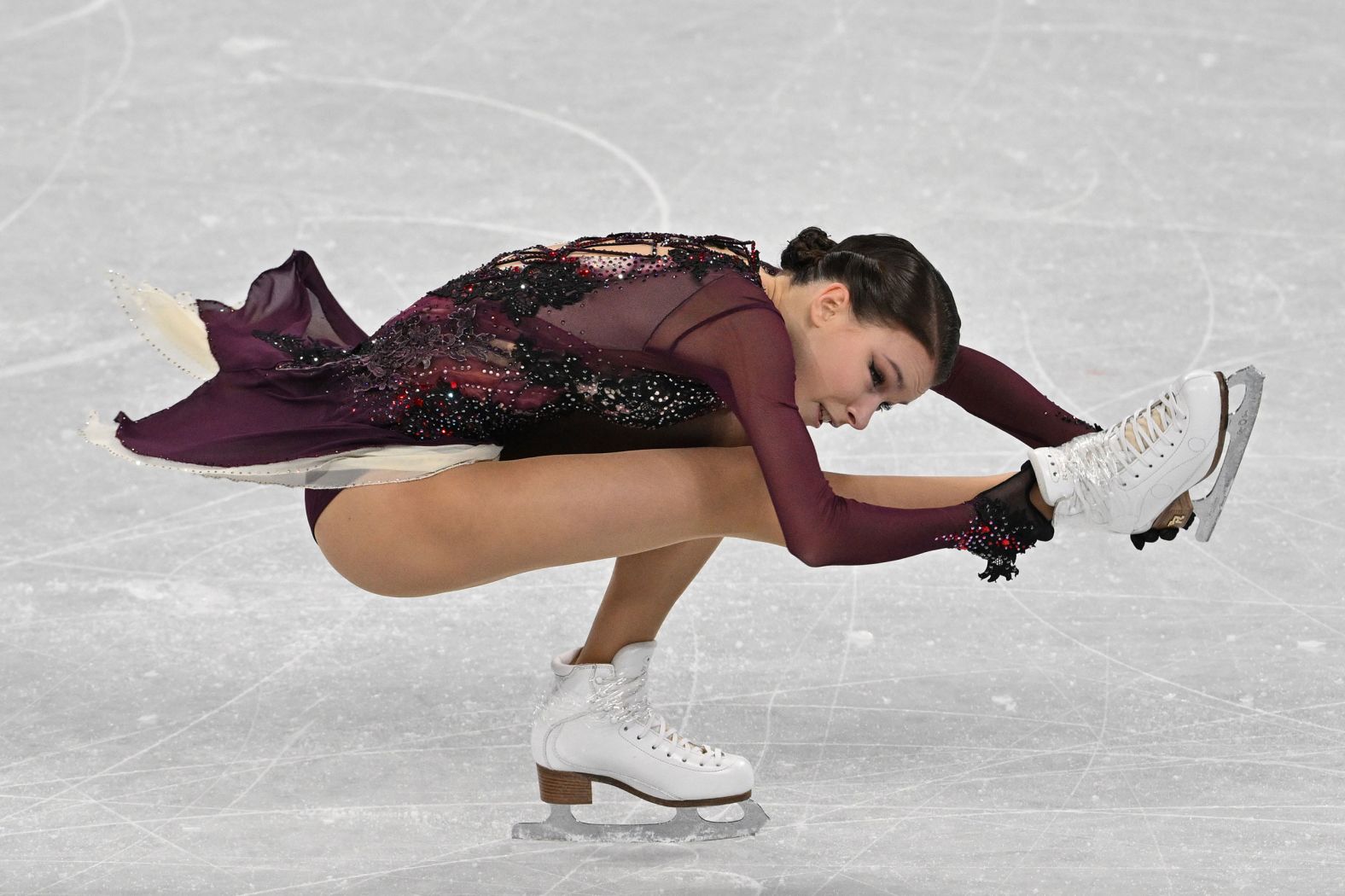 Russian figure skater Anna Shcherbakova performs her free skate on February 17. <a href="index.php?page=&url=https%3A%2F%2Fwww.cnn.com%2Fworld%2Flive-news%2Fbeijing-winter-olympics-02-17-22-spt%2Fh_452c45d035e6b3c5a7a4a21cd61c5779" target="_blank">She won the gold</a> while teammate Alexandra Trusova won the silver. Japan's Kaori Sakamoto took the bronze.