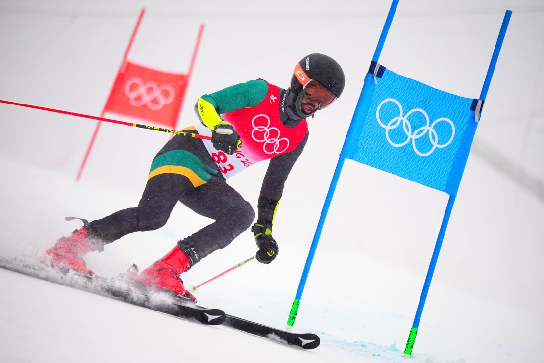 Benjamin Alexander of Jamaica competes in the men's alpine ski event on February 13 at the Beijing 2022 Winter Olympics.