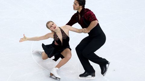 Canada's Kaitlyn Weaver and Andrew Poje compete in the figure skating ice dance free fance at the Sochi 2014 Winter Olympics on February 17.