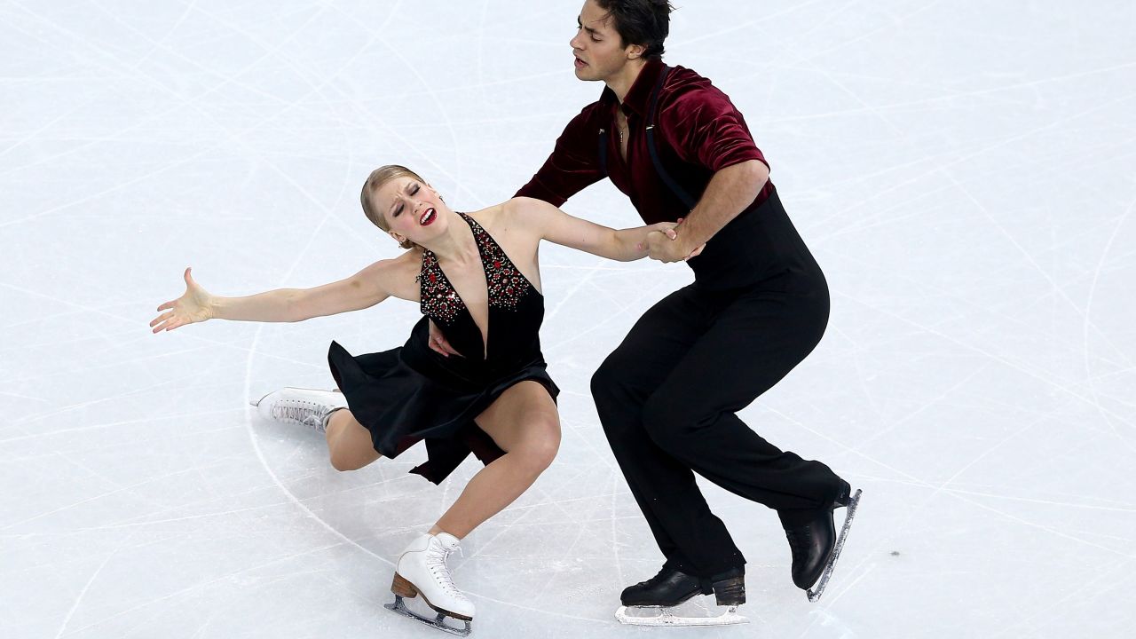 Canada's Kaitlyn Weaver and Andrew Poje compete in the figure skating free dance at the Sochi 2014 Winter Olympics.