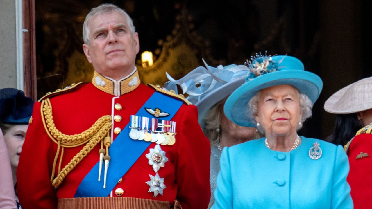 Mother and son watch the Trooping The Colour parade in 2018.
