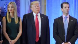 Ivanka Trump, Donald Trump and Donald Trump Jr. at a press conference for the President-Elect on January 11, 2017 in New York City. Ivanka Trump and Donald Trump Jr. have been subpoenaed by the office of the New York State Attorney General to provide testimony in the ongoing investigation into the business dealings of (their father) former President Donald Trump and The Trump Organization. 