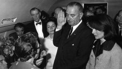 379570 24: Lyndon B. Johnson takes the oath of office as President of the United States, after the assassination of President John F. Kennedy November 22, 1963. (Photo by National Archive/Newsmakers)