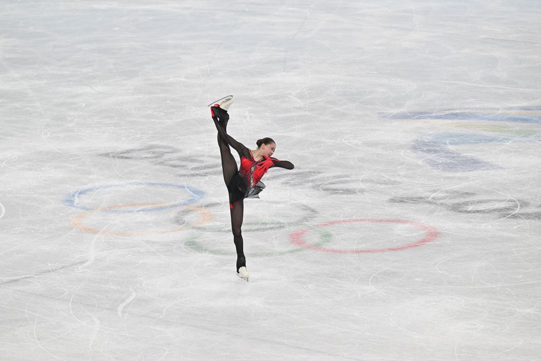 Kamila Valyeva of the Russian Olympic Committee in action Thursday night at Beijing's Capital Indoor Stadium. 