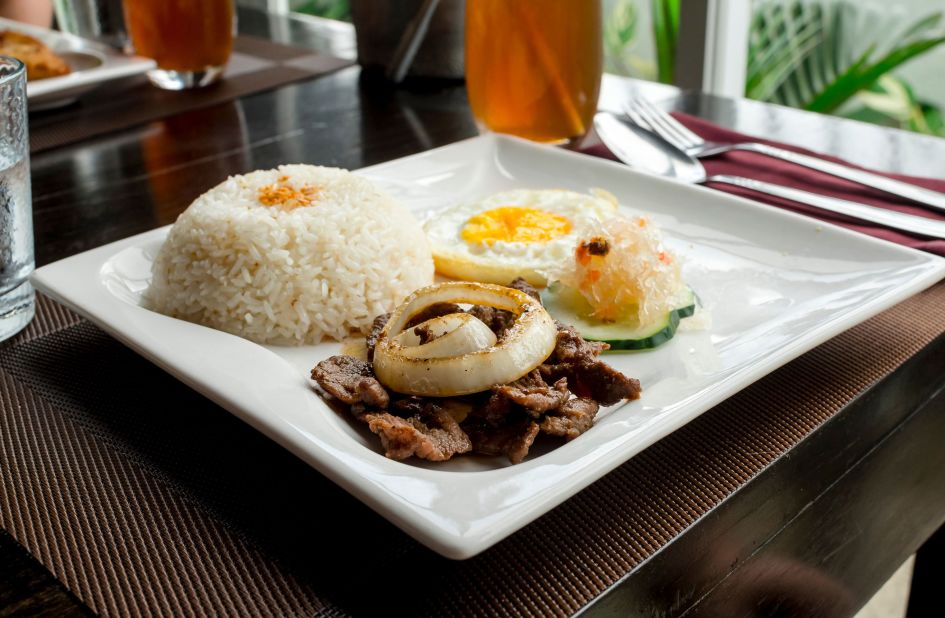 <strong>Tapsilog: </strong>Tapa, thinly sliced beef marinated in soy and citrus, is paired with sunny side up eggs.