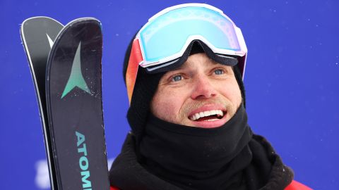 ZHANGJIAKOU, CHINA - FEBRUARY 17: Gus Kenworthy of Team Great Britain reacts after their second run during the Men's Freestyle Skiing Freeski Halfpipe Qualification on Day 13 of the Beijing 2022 Winter Olympics at Genting Snow Park on February 17, 2022 in Zhangjiakou, China. (Photo by Clive Rose/Getty Images)