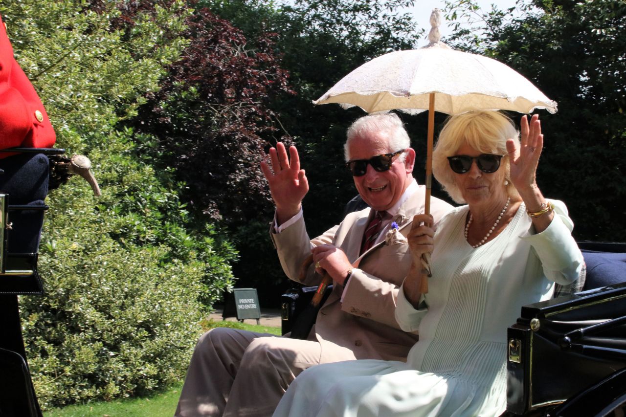 The Prince of Wales and Duchess of Cornwall at the Sandringham Flower Show, July 2019.