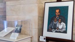 In partnership with the Smithsonian, the White House presents a Black History Month display Wednesday February 16, 2022, in the Cross Hall of the Residence in the White House. 