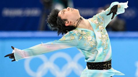 Japanese figure skater Yuzuru Hanyu competes at the Beijing 2022 Winter Olympic Games on February 10.