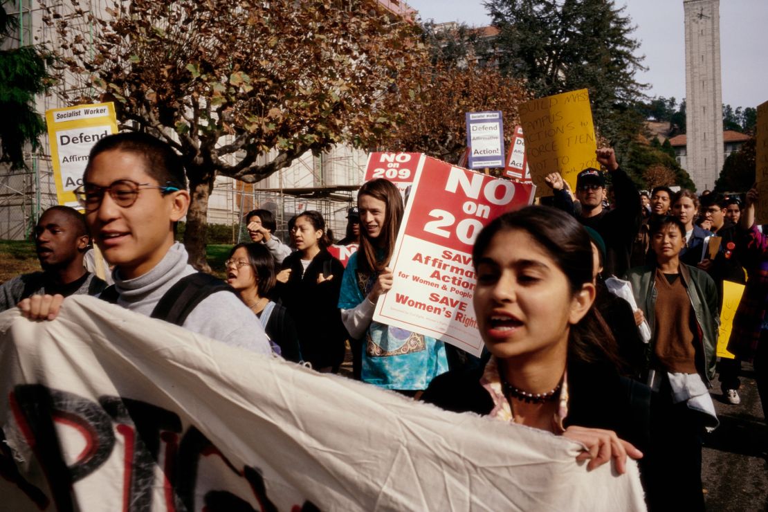 Students protest outside the meeting of the University of California's Board of Regents in favor of affirmative action. 