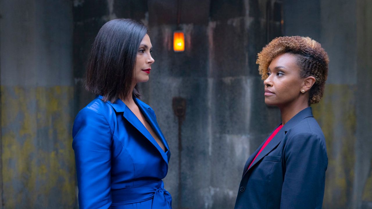 Morena Baccarin and Ryan Michelle Bathe in NBC's 'The Endgame' (Eric Liebowitz/NBC).
