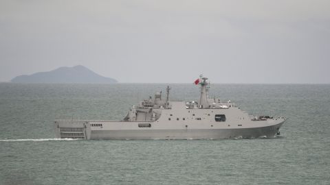 The Chinese navy amphibious transport dock Jinggang Shan is seen in an image released by the Australian military on Saturday.