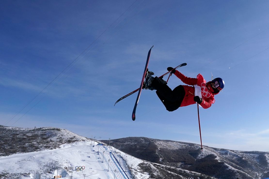 Gu takes flight during the halfpipe final on February 18.
