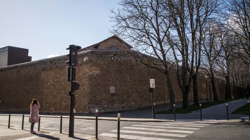 An exterior view of the 'Prison de la Sante', a penitentiary center where Jean-Luc Brunel was found dead in his cell, in Paris, on February 19, 2022.