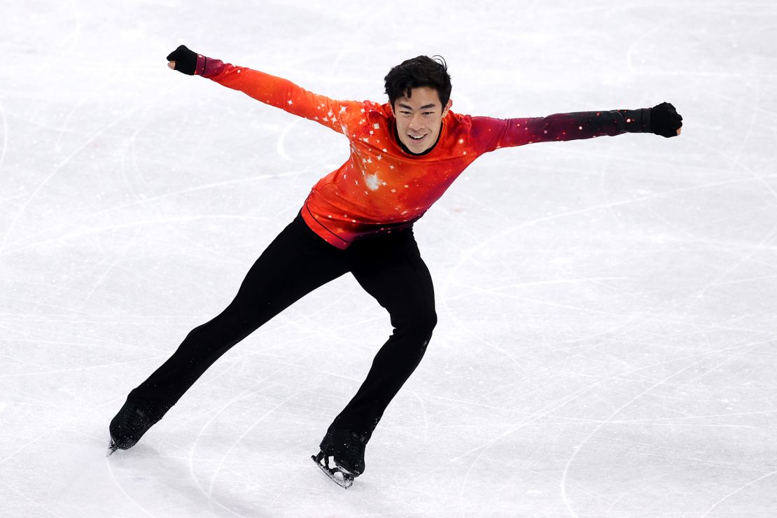 Nathan Chen skates during the Men's Free Skating program at Beijing 2022 on February 10, 2022.