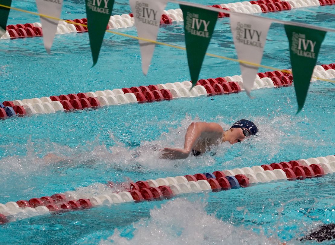 Thomas swims in a qualifying heat of the 100-yard freestyle at the Ivy League Women's Swimming and Diving Championships on Saturday.