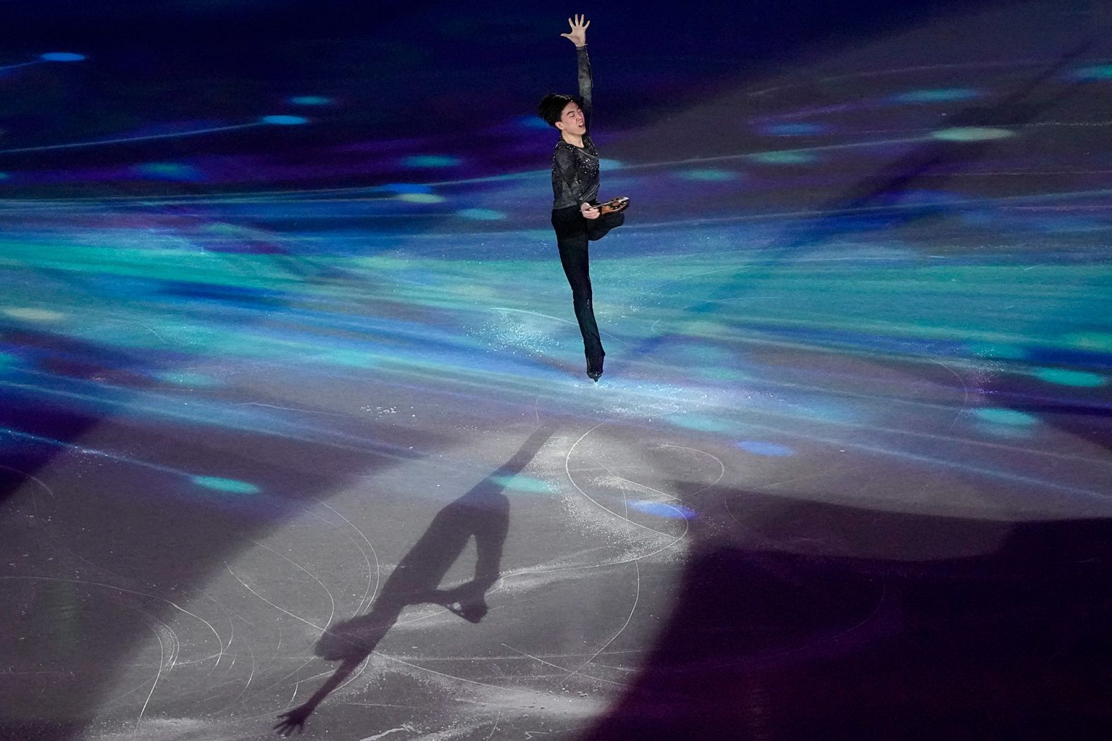 American Vincent Zhou performs during the figure skating gala on February 20. Zhou was unable to compete in the men's singles event after <a href="index.php?page=&url=https%3A%2F%2Fwww.cnn.com%2Fworld%2Flive-news%2Fbeijing-winter-olympics-02-07-22-spt%2Fh_9b5ad930d4d5f40433c3e0e86fee98a0" target="_blank">testing positive for Covid-19, </a>and he spent much of the Olympics in quarantine.