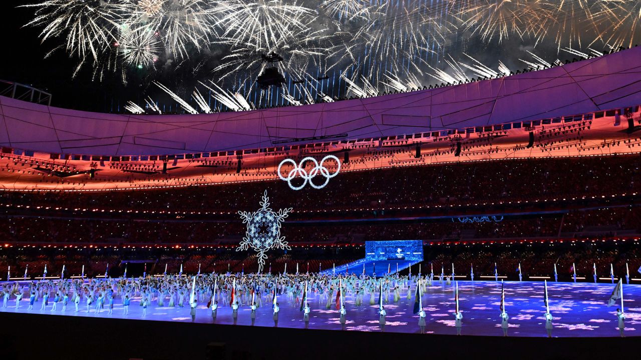 Fireworks burst over the Beijing National Stadium at the end of the Olympics closing ceremony on Sunday, February 20.