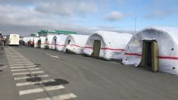Russia's Emergency Services Ministry has set up tents near the Avilo-Uspenka border crossing.