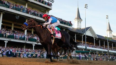 John Velazquez riding Medina Spirit crosses the finish line to win the 147th running of the Kentucky Derby at Churchill Downs in Louisville, Ky., in this Saturday, May 1, 2021, file photo.