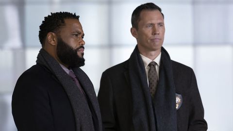 (From left) Anthony Anderson as Detective Kevin Bernard and Jeffrey Donovan as Detective Frank Cosgrove are shown in a scene from "Law & Order." 