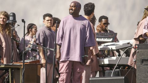 Kanye West performs Sunday Service during the 2019 Coachella Valley Music and Arts Festival in Indio, California, on April 21, 2019.