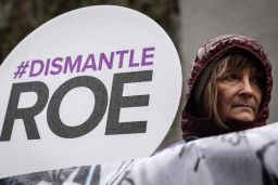 Anti-abortion activists protest outside of a Planned Parenthood clinic in Washington, DC, on January 20.