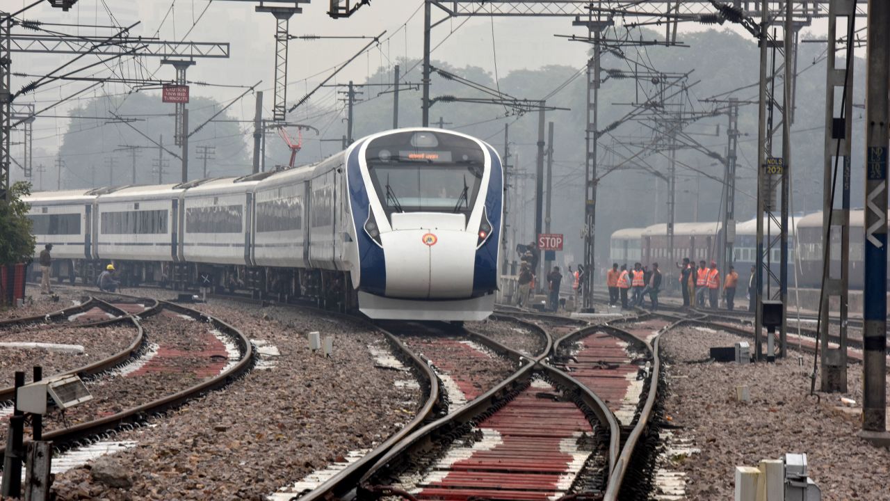 Vande Bharat Express, India's first semi-high speed train, leaves from New Delhi Railway Station after it is flagged off by Prime Minister Narendra Modi, on February 15, 2019 in New Delhi, India. 