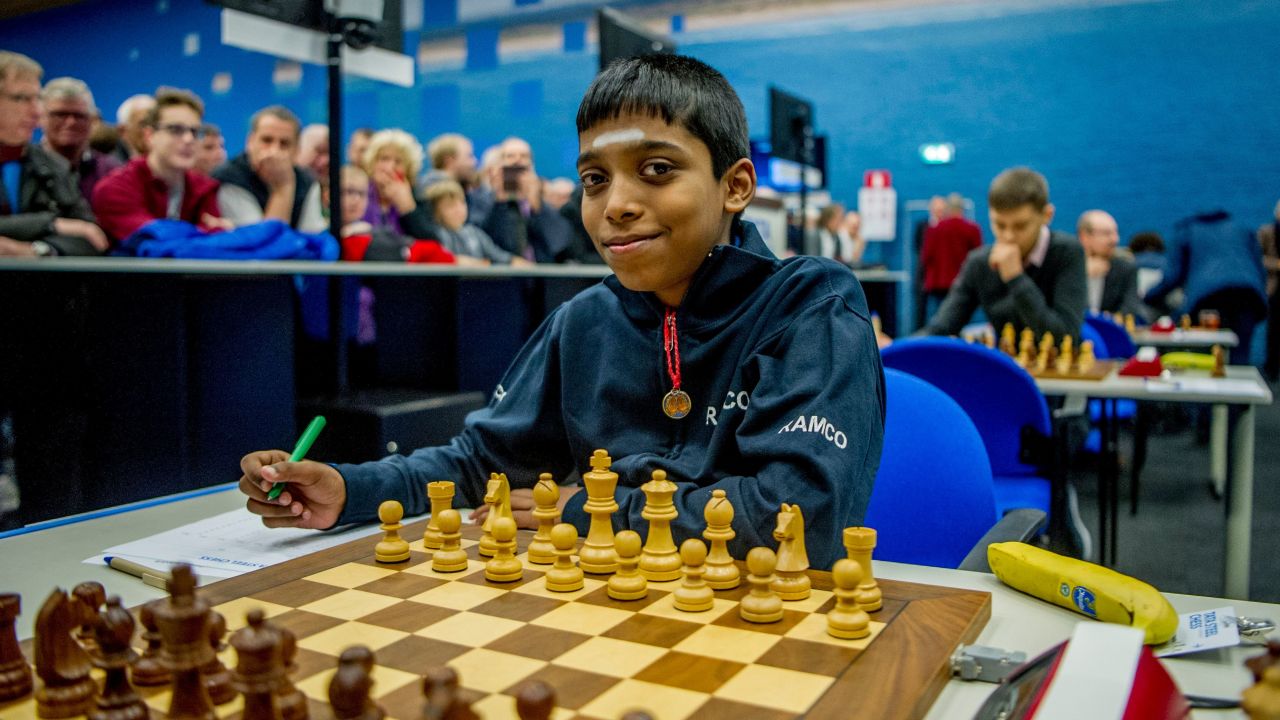 Praggnanandhaa during the Tata Steel Chess Tournament in 2019.