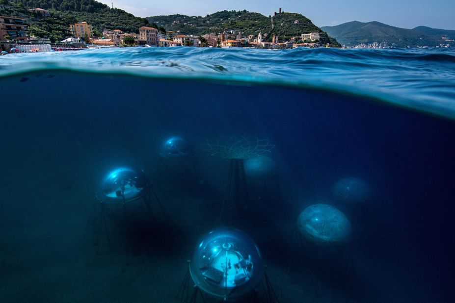 In "Nemo's Garden," Environment category finalist Giacomo d'Orlando documents the world's first underwater greenhouse. Near Genoa on Italy's Ligurian coast, the innovation is a potential alternative and sustainable method of food cultivation.<br />