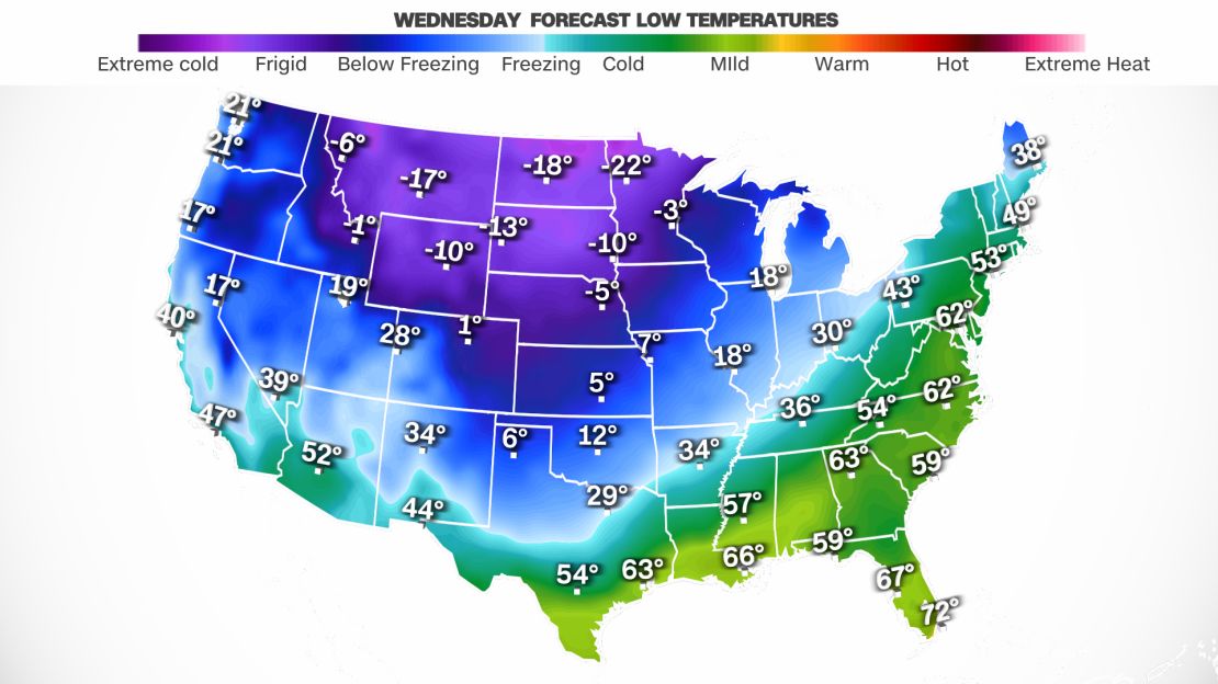 weather low temperature forecast wednesday