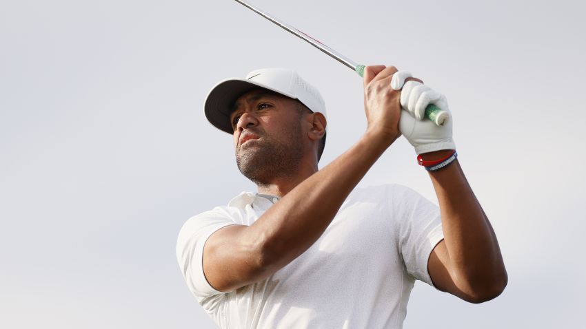 LA QUINTA, CALIFORNIA - JANUARY 22: Tony Finau plays a shot on the 17th hole during the third round of the The American Express at the Stadium Course at PGA West on January 22, 2022 in La Quinta, California. (Photo by Steph Chambers/Getty Images)